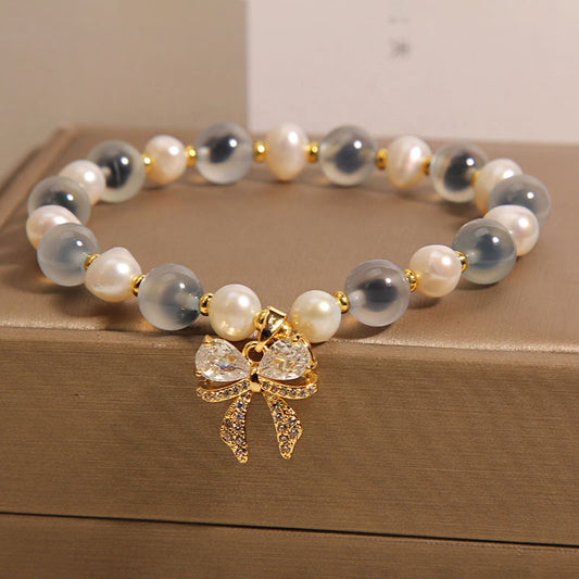 Natural Blue Sugar Heart Agate Bracelet For Women Light Luxury