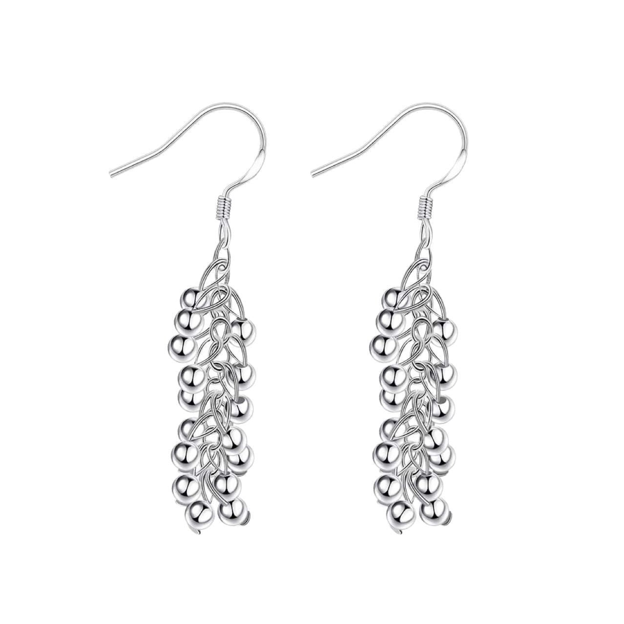 Silver Light Beads String Earrings Outside Women