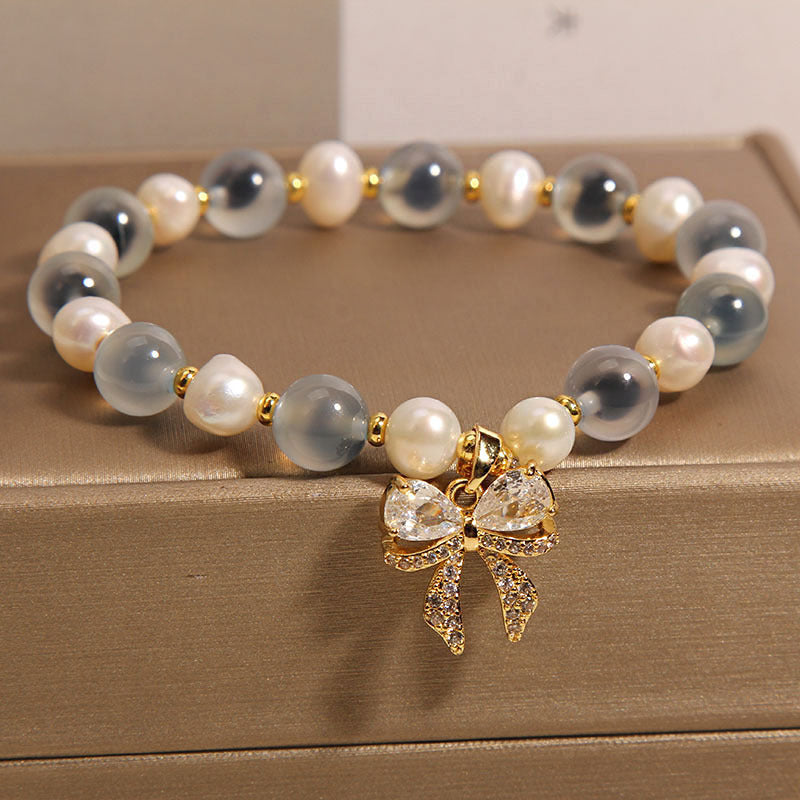 Natural Blue Sugar Heart Agate Bracelet For Women Light Luxury
