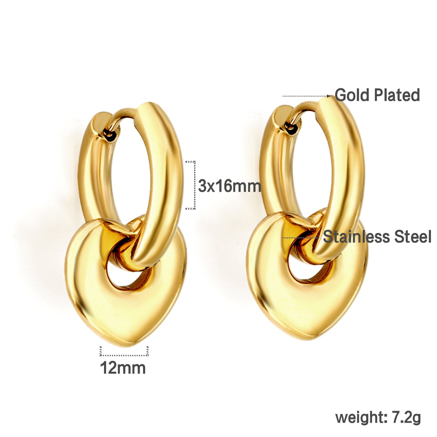 European And American Fashion Electroplating 18K Gold Earrings