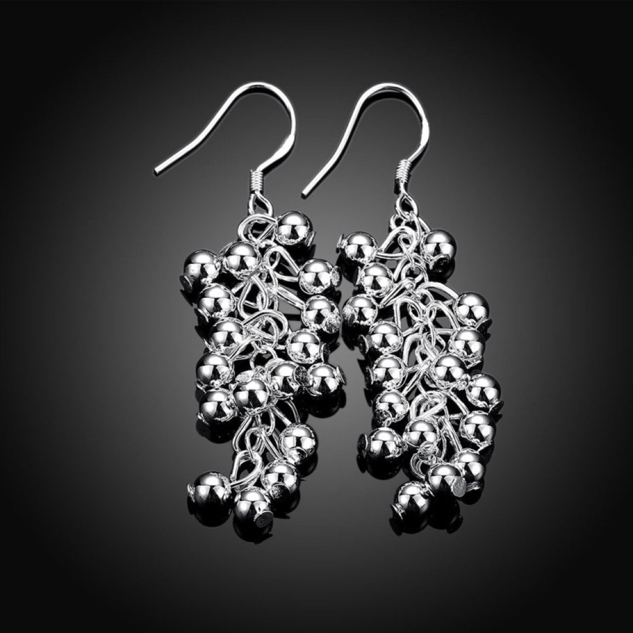 Silver Light Beads String Earrings Outside Women