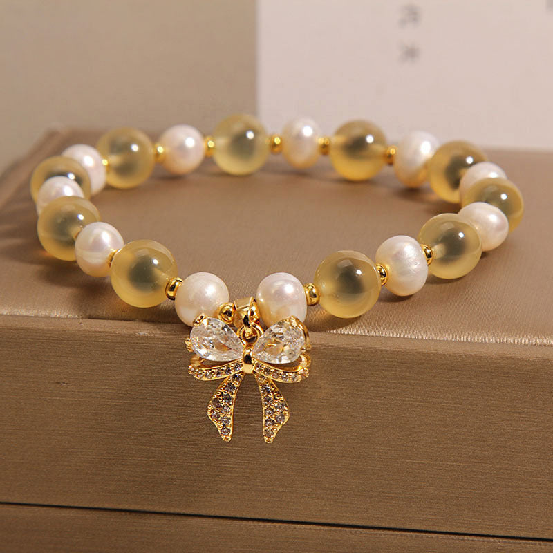 Natural Blue Sugar Heart Agate Bracelet For Women Light Luxury