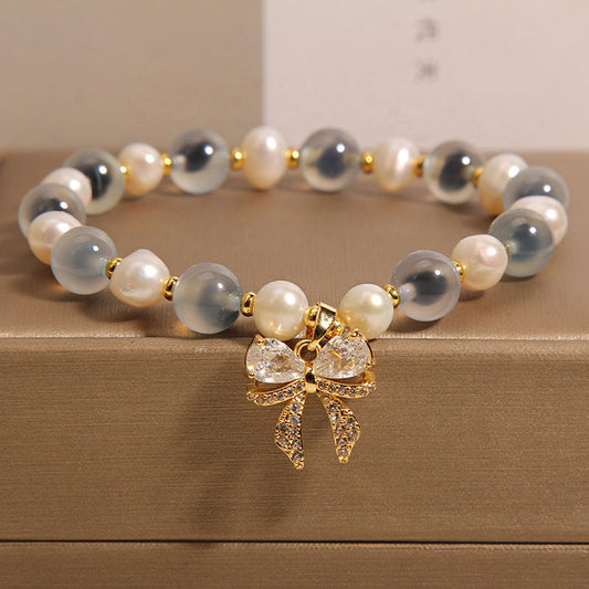 Natural Blue Sugar Heart Agate Bracelet For Women Light Luxury